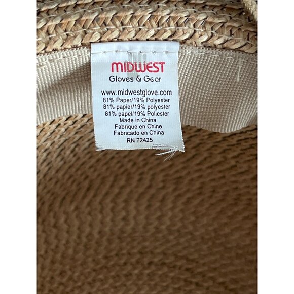 Midwest Gloves & Gear Wide Brim Sun Hat Tan Packable Straw Style 16” Diameter, 8 - Picture 4 of 4